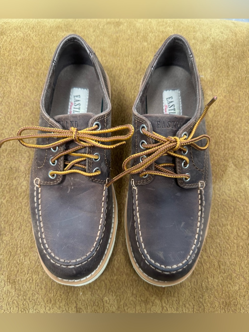 Eastland Dark Brown Leather Lumber Down Shoes with Tan Laces